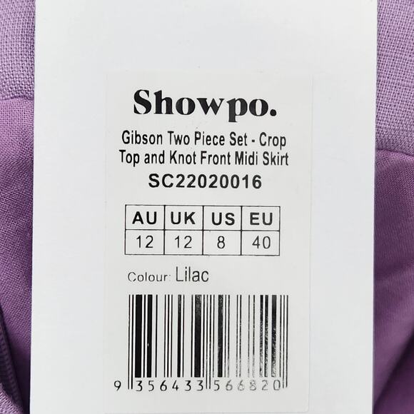 NWT Showpo. Gibson Lilac Cotton Linen Knot Front Midi Skirt Women's 8 - Picture 4 of 8